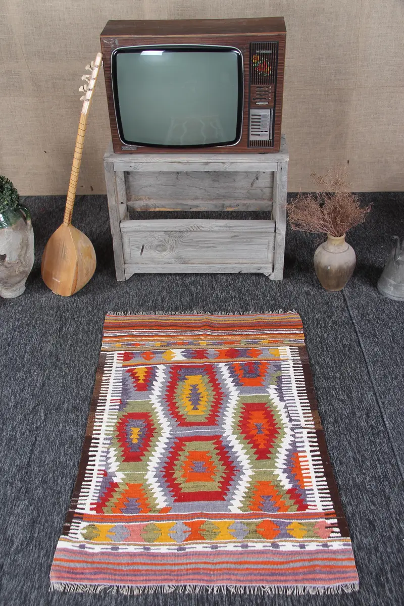 Türk Halısı, 2.9x4.1 ft Küçük Halı, Kırmızı Hayvan Baskı Yün Vintage Halı - 1