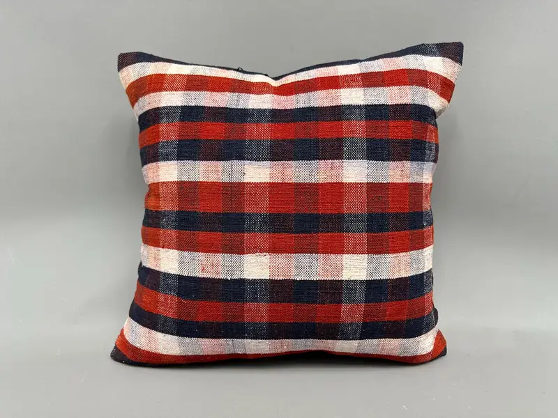 Pillow for Sofa, Pillow, 18x18 Red Pillow Case, Armchair Cushion, Vintage Pillow, Outdoor Pillow Sham, Vintage Kilim Throw Pillow - 4