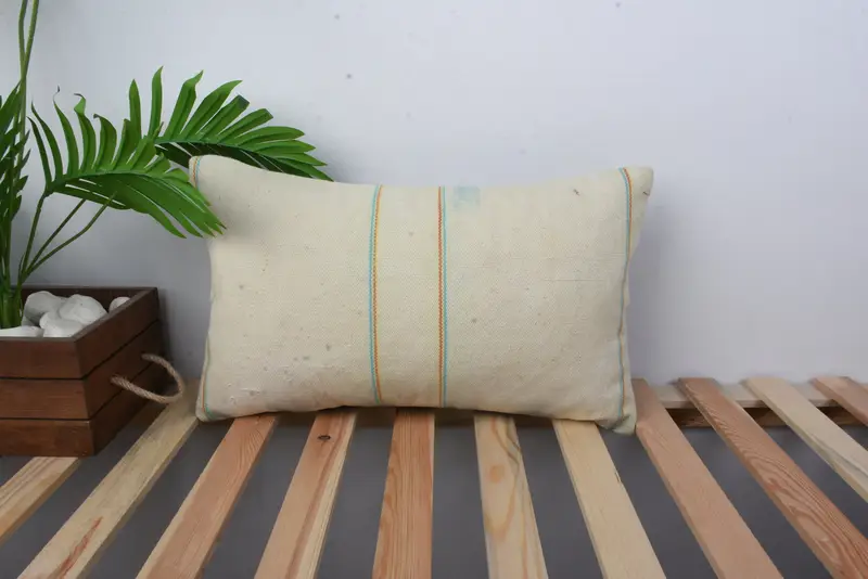 Natural Pillow Case, 12x20 Beige Pillow Cover, Boho Pillow, Pillow Case, Gift Pillow, Turkish Pillow, Decorative Bolster Cushion - 1
