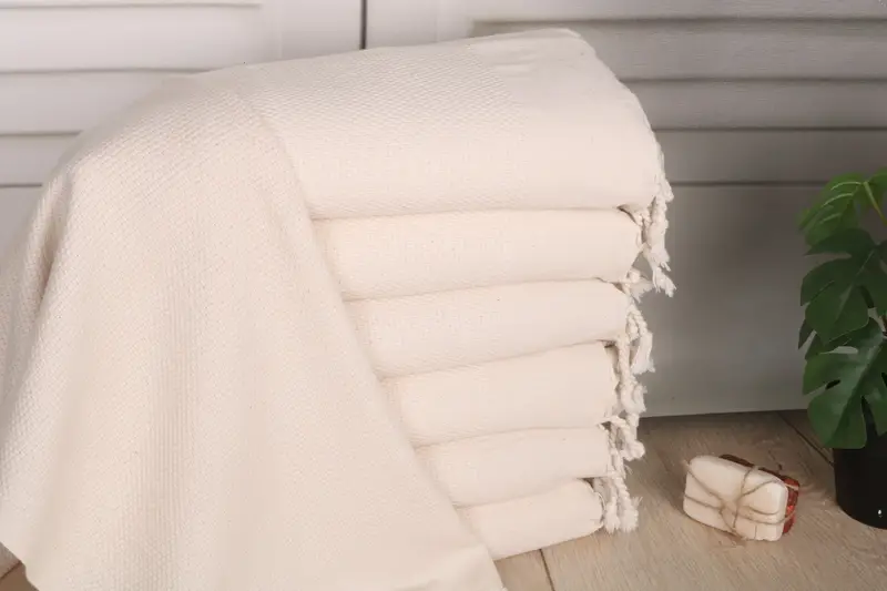 Polka Dot Hand Towel Turkish Cotton Beige 44x24 Inches