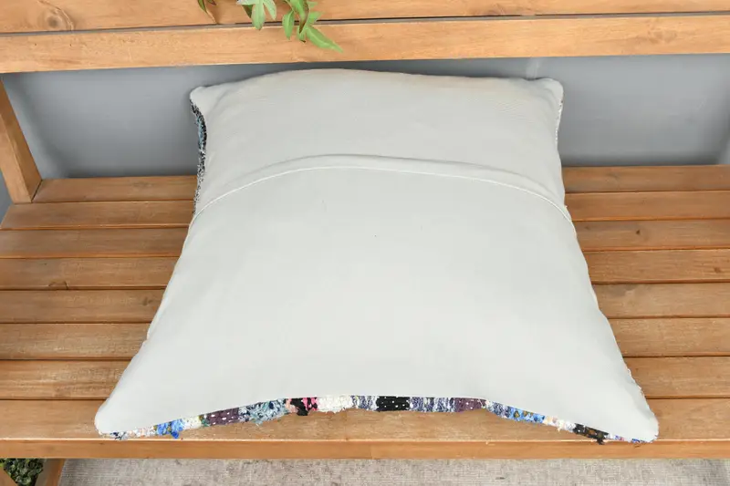 Beige & Purple Striped Pillow, 24x24 Inches Decorative Pillow - 5
