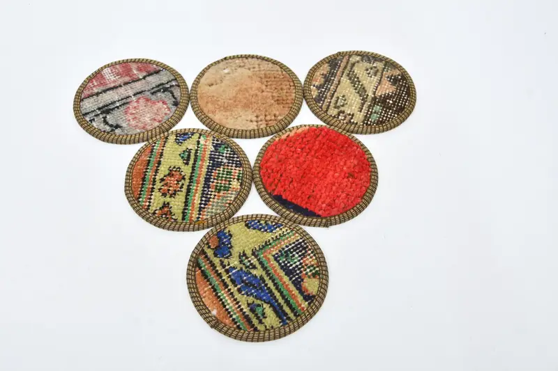 Kırmızı ve Bronz Bohem Yuvarlak Bardak Altlığı, Benzersiz Bohem Bardak Altlığı