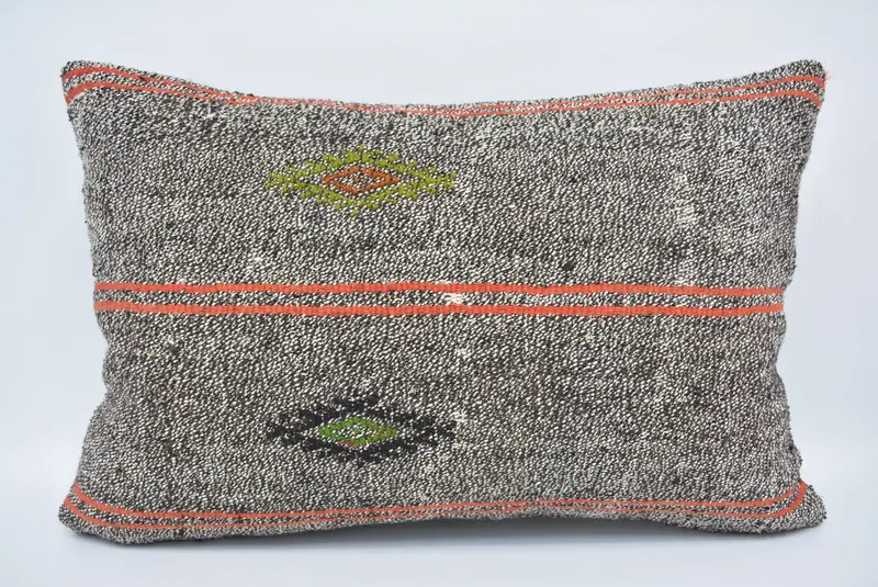 Vintage Kilim Throw Pillow, 16x24 Brown Pillow Case, Ethnical Kilim Rug Pillow, Couch Pillow Cover, Kilim Cushion Sham, Pillow Cover - 1