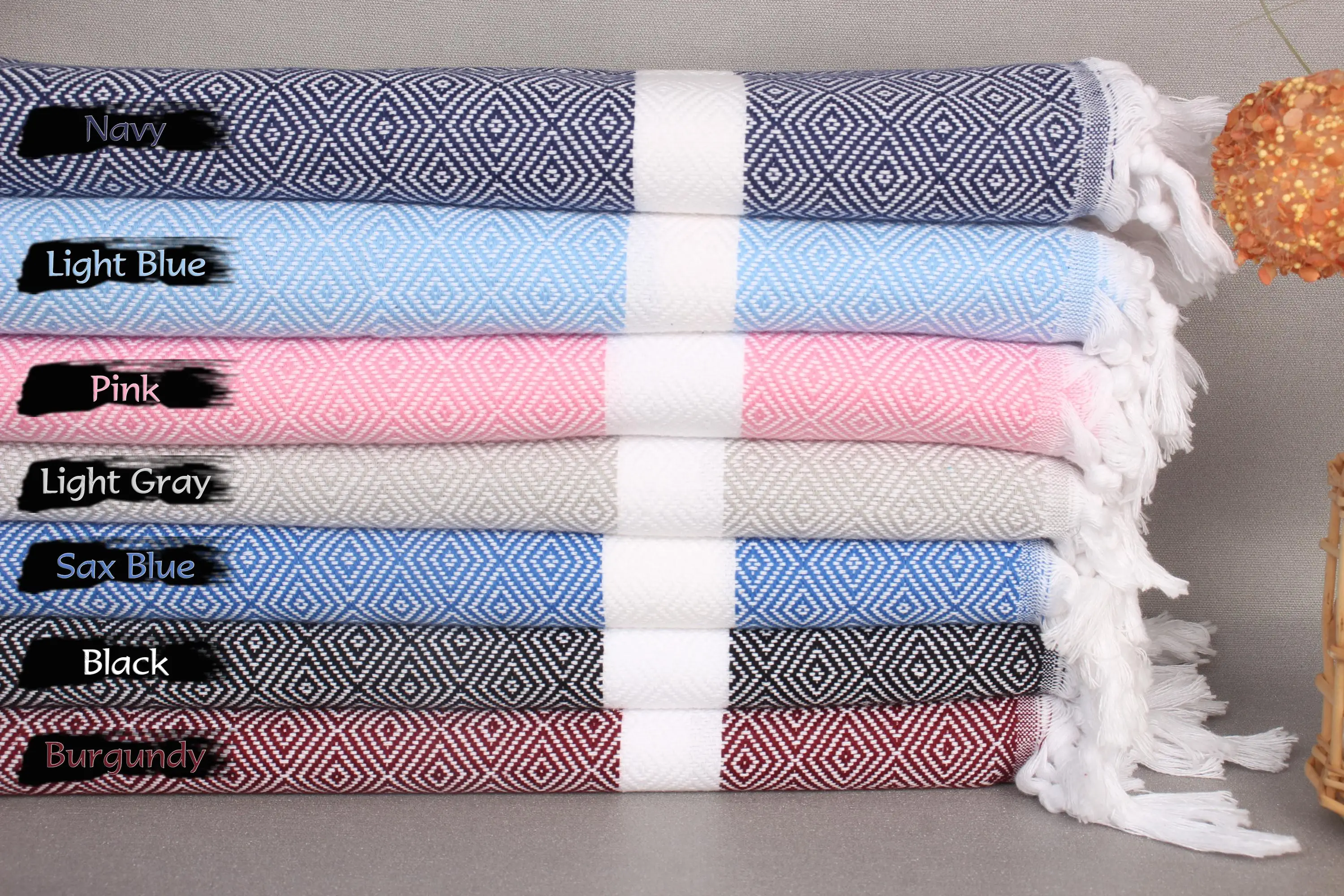 Diamond Hand Towel Organic Cotton, 18x40 Inches - 1