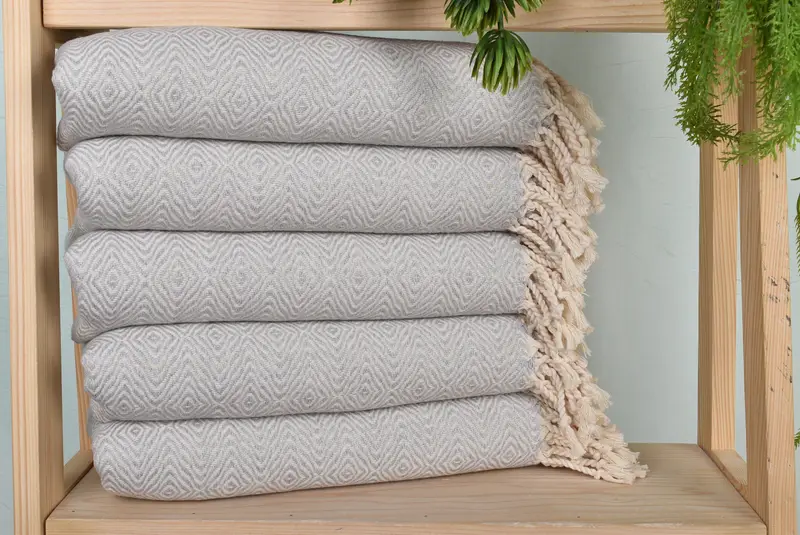 Zigzag Diamond Towel Monogrammed Turkish Organic Cotton Towel, 40x71 Inches