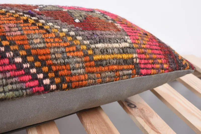 Boho Pillow Sham Cover, 12x36 Red Cushion, Handmade Cushion Case, Lounge Throw Pillow Sham, Kilim Cushion Sham, Turkish Kilim Pillow, Cushion - 7