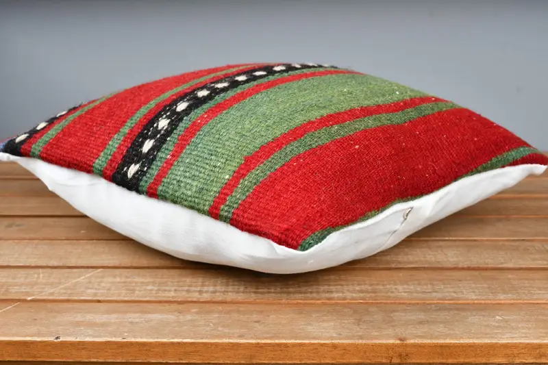 Cushion, Kilim Pillow Cover, Art Deco Pillow Cover, Retro Throw Pillow Case, 12x12 Red Pillow Case, Kilim Cushion Sham, Pillow for Sofa - 4
