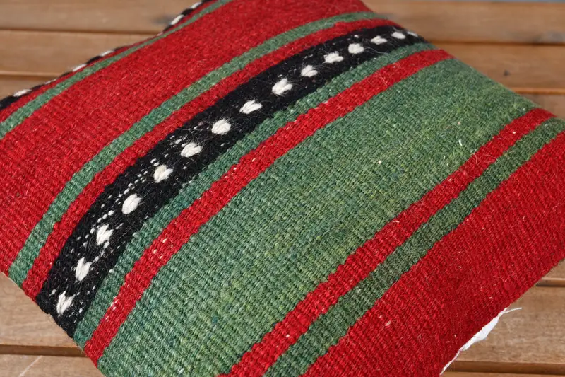 Cushion, Kilim Pillow Cover, Art Deco Pillow Cover, Retro Throw Pillow Case, 12x12 Red Pillow Case, Kilim Cushion Sham, Pillow for Sofa - 3