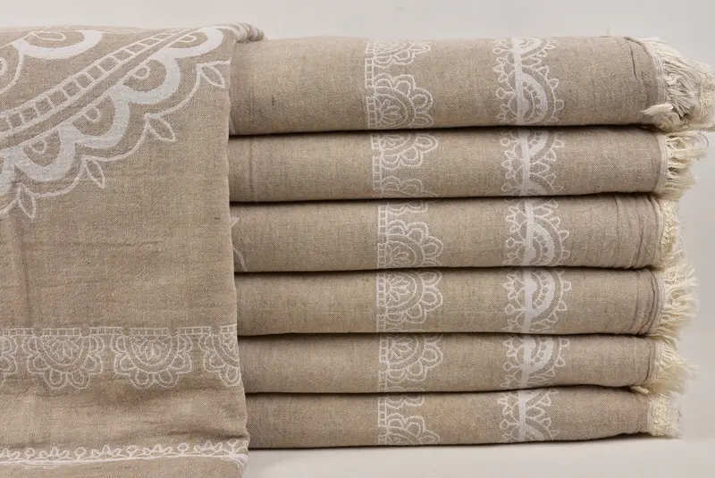 Organic Throw, Aesthetic Blanket, Woven Throw Blanket, 88x80 Cotton Ethnic Design Towel, Woven Blanket, Welcome Wedding Gift, Boho Throw Blankets - 1