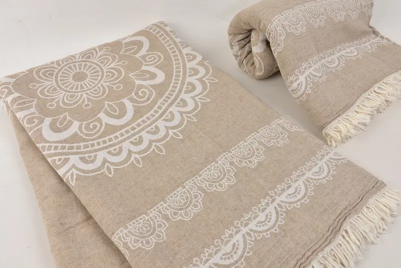 Organic Throw, Aesthetic Blanket, Woven Throw Blanket, 88x80 Cotton Ethnic Design Towel, Woven Blanket, Welcome Wedding Gift, Boho Throw Blankets - 7