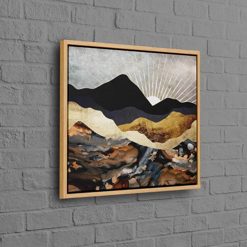 Altın Güneş Işığı Dağ Manzarası Baskılı Kanvas Tablo - Doğa Sanatı