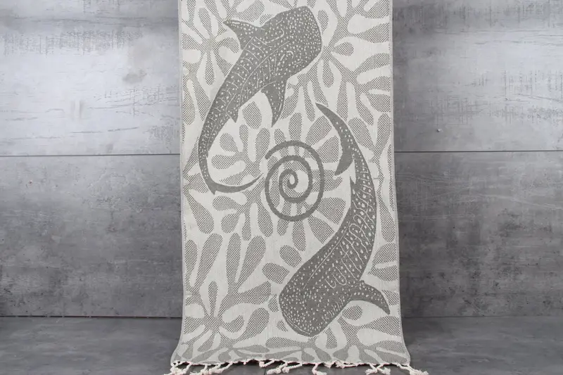 Turkish Towel Monogram, 40x18 Cotton Whale Design Towel, Personalized Gift, Small Bath Towels, Turkish Towel Hand Towel, Monogram Dish Towel - 1