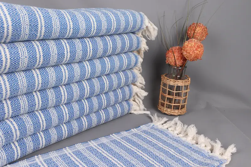 Monogrammed Tea Towel Sax Blue Organic Cotton, Personalized, 18x32 Inches