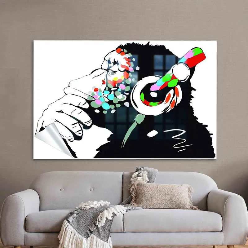 Zarif Baskılı Cam: Modern Müzik Severler için Dj Maymun Teması