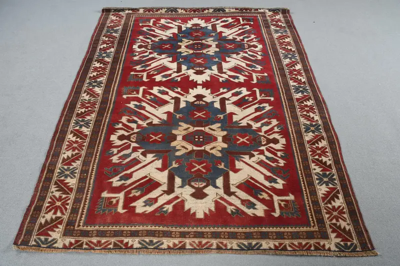 Mor, Mavi Puantiyeli Halı, 4,9x6,2 ft