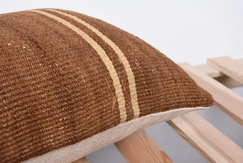 Comfy Throw Pillow Sham, Vintage Kilim Pillow, Toss Cushion, Pillow Case, Throw Kilim Pillow, Kilim Pillow Cover, 12x24 Brown Cushion Case - 7