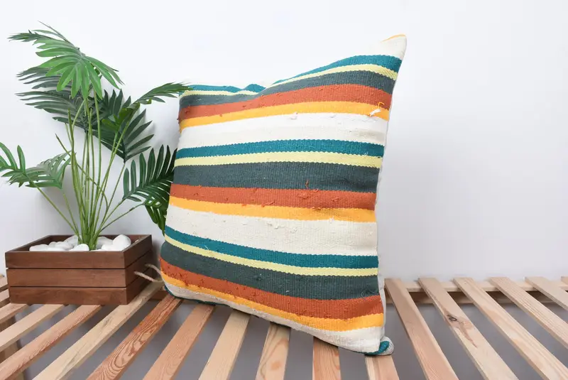 Kilim Pillow, Gift Pillow, Knitted Pillow, Vintage Pillow, Cushion Cover, 24x24 Green Cushion Cover, Accent Throw Pillow Cover - 5