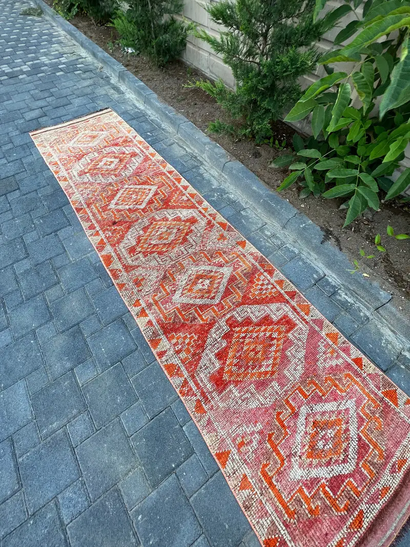 Alfombra Oriental Elegante 9x3m Naranja y Beige