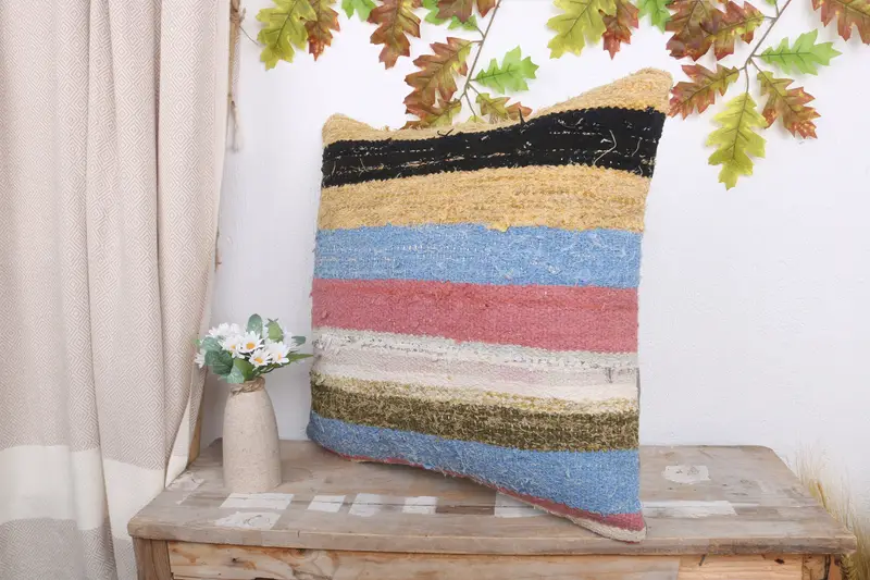 Pillow for Couch, Muted Cushion Cover, Handmade Kilim Cushion, Pillow, Kilim Pillow, 20x20 Pink Pillow Sham, Anatolian Pillow - 4