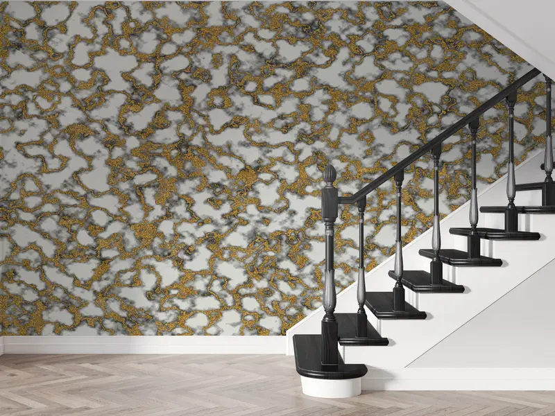 Bright Wall Paper, Alcohol Ink Wall Paper, White And Gold Marble, Abstract Mural, 3d Wall Paper, Paper Wall Art, Modern Wall Poster, - 2