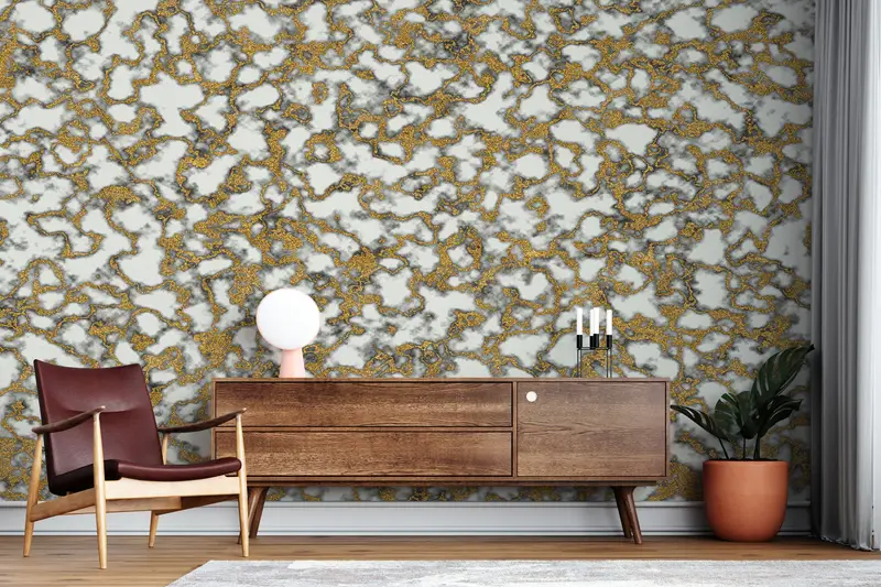 Bright Wall Paper, Alcohol Ink Wall Paper, White And Gold Marble, Abstract Mural, 3d Wall Paper, Paper Wall Art, Modern Wall Poster, - 1