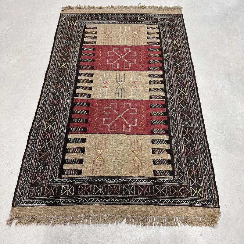 Kahverengi Mor Çiçekli Halı, 110x175 cm Şık Salon Dekoru