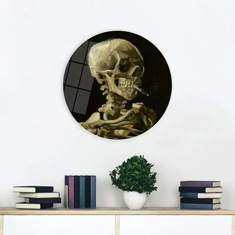 Vincent Van Gogh Rauchender Totenkopf-Leinwanddruck – künstlerische Eleganz
