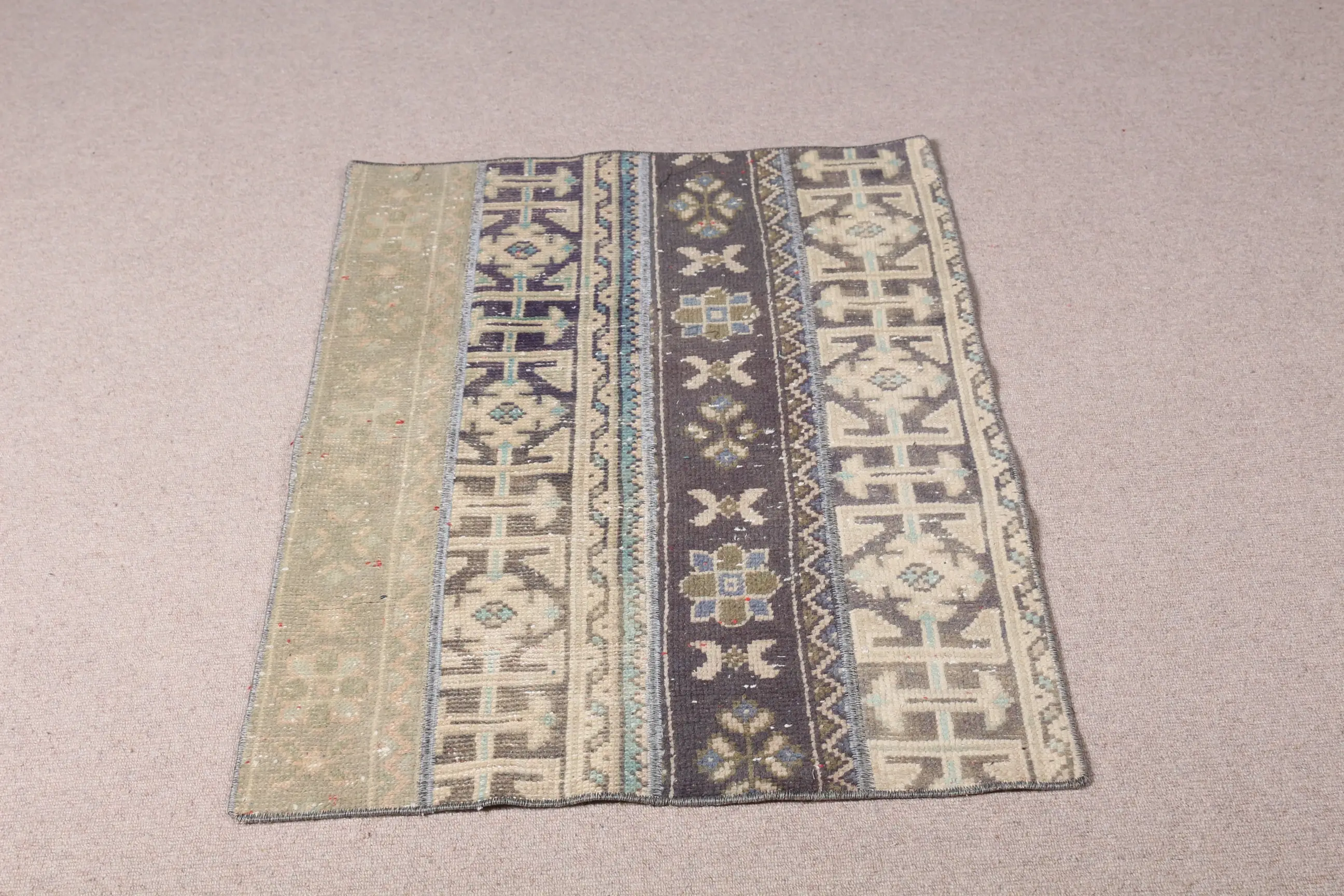 Turkish Vintage Rug 2.5x3.6 ft, Blue Oriental Wool Rug - 1