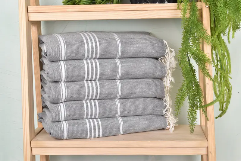 Gift Home 40x71 Inches Dark Gray Striped Cotton Towel, Bath Towel, Baby Boy Gift