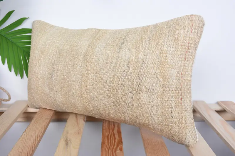 Ethnic Throw Pillow Sham, Ethnical Kilim Rug Pillow, 10x20 Beige Pillow Sham, Turkish Pillow, Pillow Case, Boho Pillow, Sustainable Pillow Sham - 5