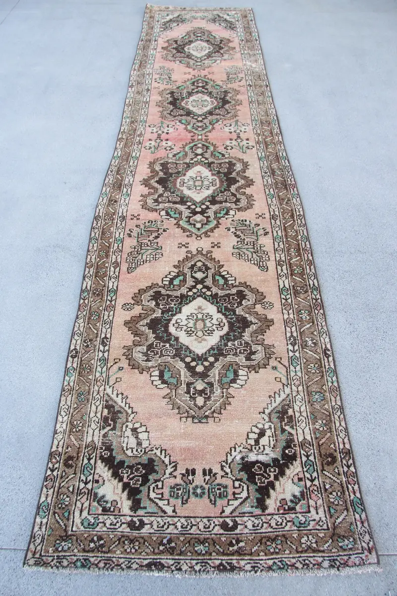 Brown Bronze Polka Dot Rug, 2,8x12,9 ft Chic Decor