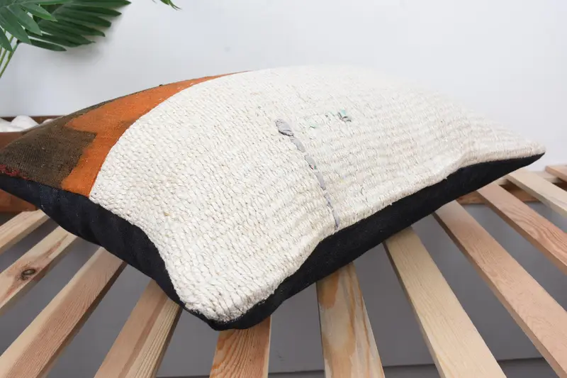 Turkish Kilim Pillow, Antique Pillows, Bolster Cushion Case, Tapestry Cushion, 16x24 White Pillow, Cushion Cover, Kilim Pillow Cover - 6