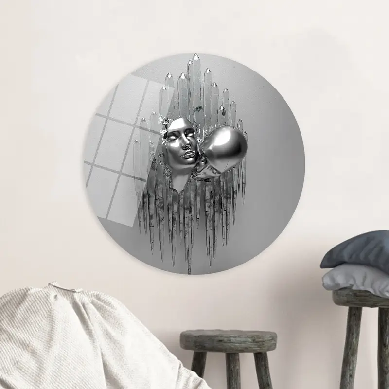 ロマンチックな 3D メタリック カップル キャンバス - エレガントなバレンタイン ギフト