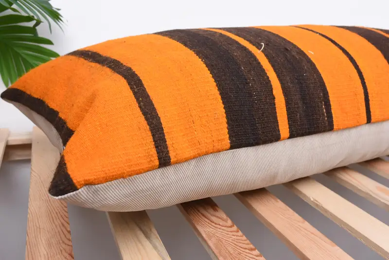 Interior Designer Pillow, Home Decor Pillow, Pillow Sham, 16x48 Brown Pillow Case, Kilim Cushion Sham, Ottoman Cushion Case, Pastel Pillow Cover - 6