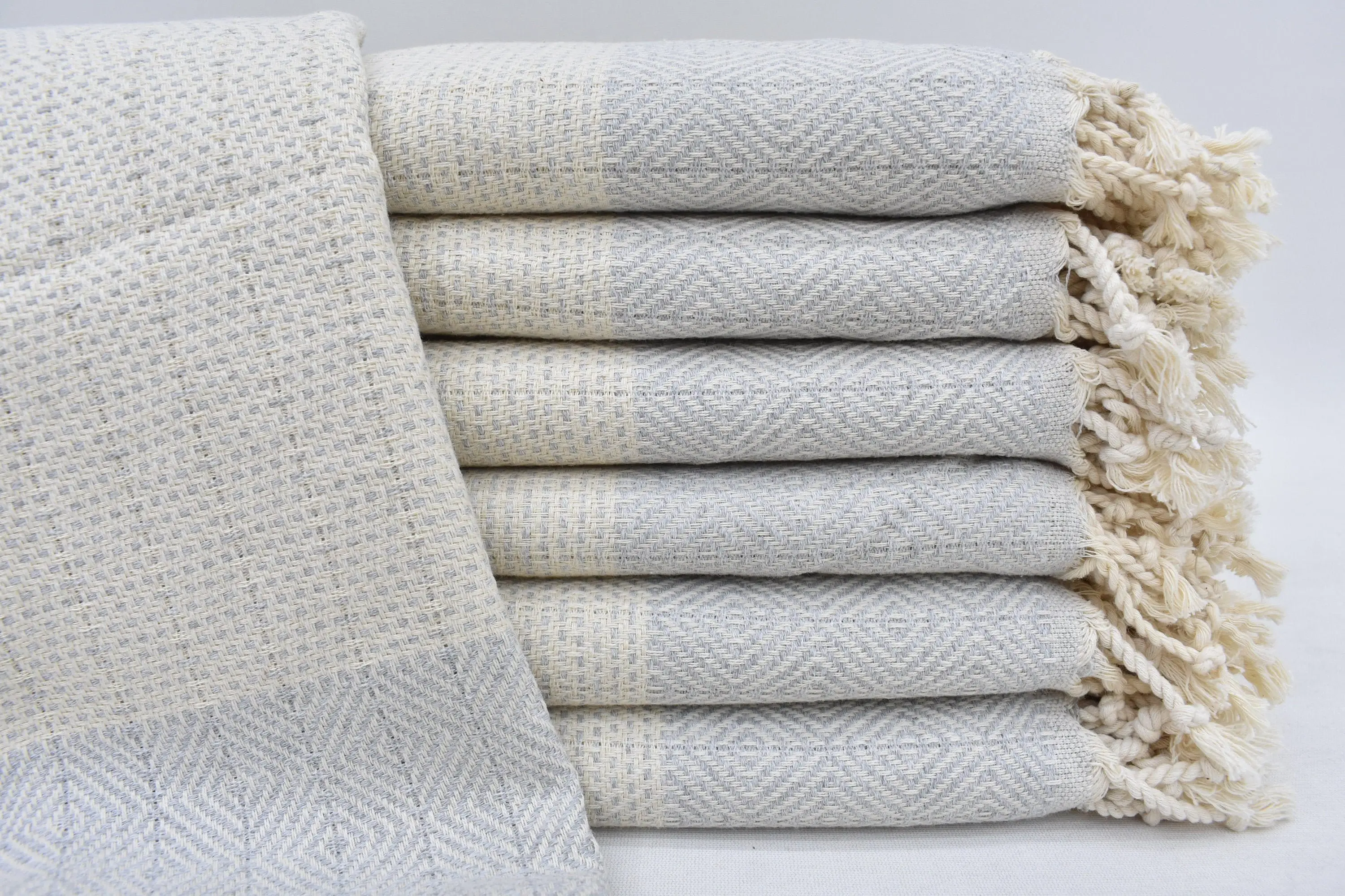 Spa Towel Turkish Hand Towel, Organic Cotton, Light Gray Diamond, 36x18 Inches - 1