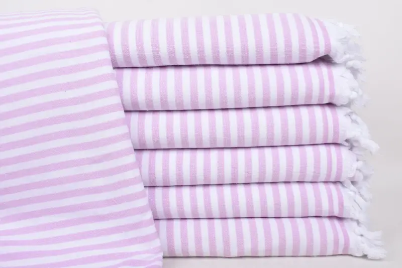 Damson Terry Striped Pool Towel, 70x36 Inches, Organic Cotton