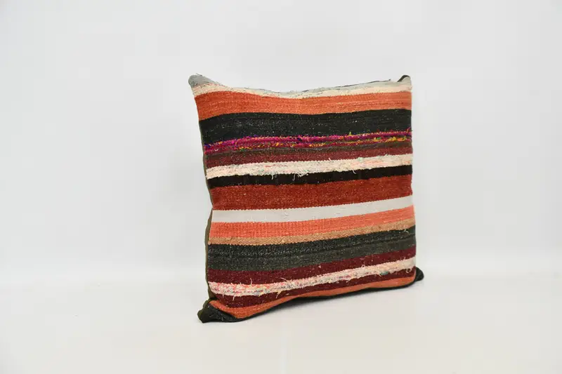 Ethnic Throw Pillow Cover, Pillow Cover, Interior Designer Pillow, 24x24 Red Cushion, Home Decor Pillow, Kilim Cushion Sham, Accent Pillow Sham - 3