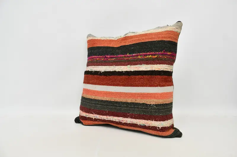 Ethnic Throw Pillow Cover, Pillow Cover, Interior Designer Pillow, 24x24 Red Cushion, Home Decor Pillow, Kilim Cushion Sham, Accent Pillow Sham - 4