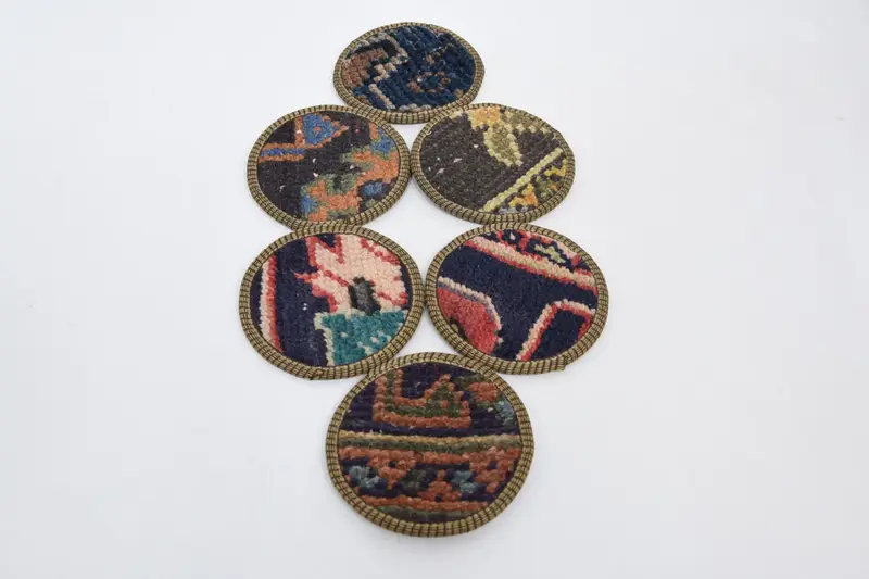 Blue and Brown Woven Coaster Set, Durable and Stylish Coasters