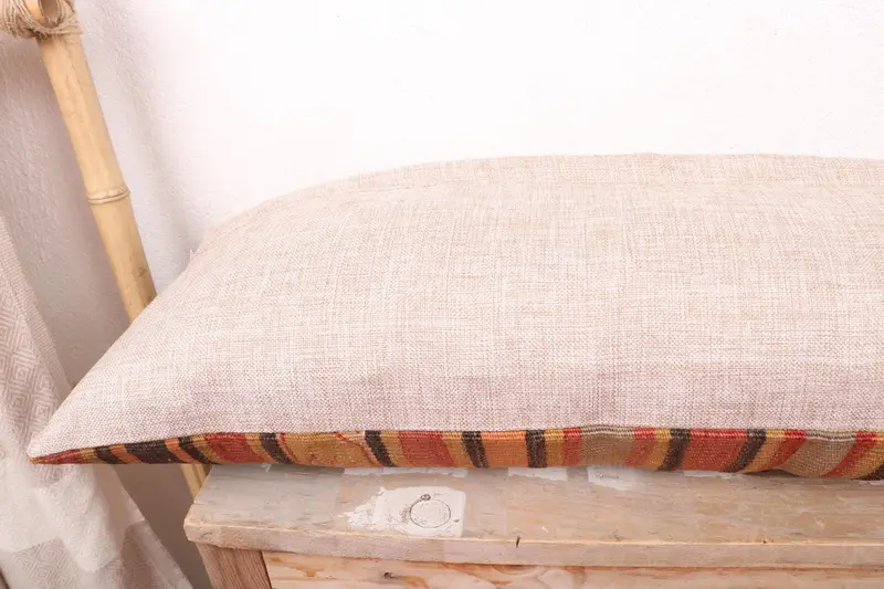 Throw Kilim Pillow, Cushion Cover, 12x36 Green Pillow Cover, Boho Pillow, Vintage Kilim Throw Pillow, Outdoor Bolster Cushion - 7