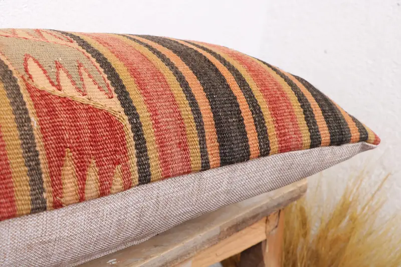 Throw Kilim Pillow, Cushion Cover, 12x36 Green Pillow Cover, Boho Pillow, Vintage Kilim Throw Pillow, Outdoor Bolster Cushion - 6