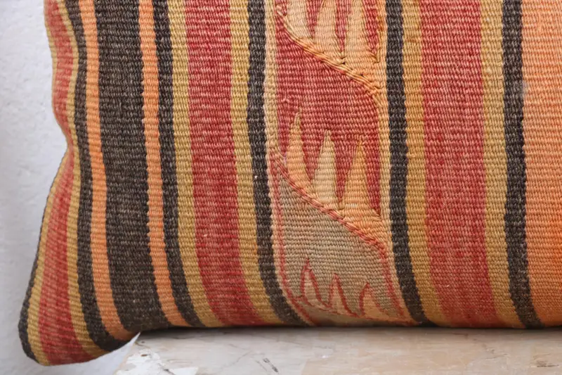 Throw Kilim Pillow, Cushion Cover, 12x36 Green Pillow Cover, Boho Pillow, Vintage Kilim Throw Pillow, Outdoor Bolster Cushion - 3