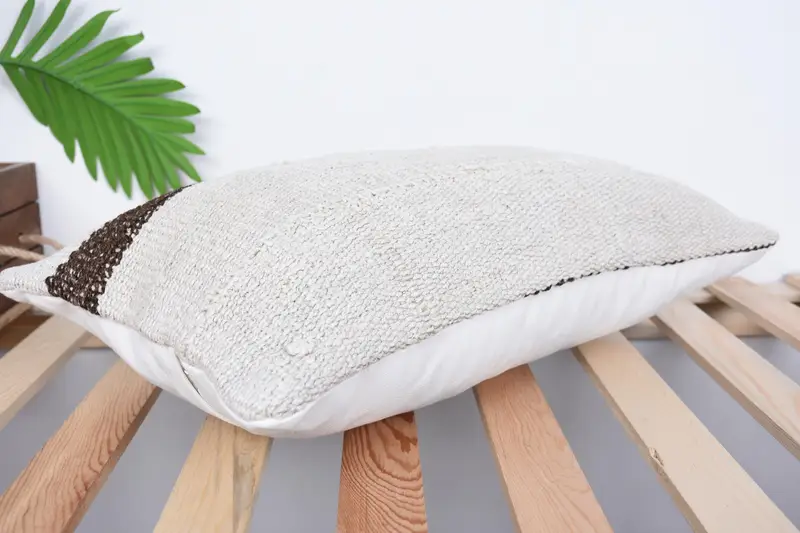 Pet Cushion Cover, Vintage Pillow, Handmade Cushion, 12x20 White Cushion Case, Throw Kilim Pillow, Pillow Cover, Kilim Cushion Sham - 6