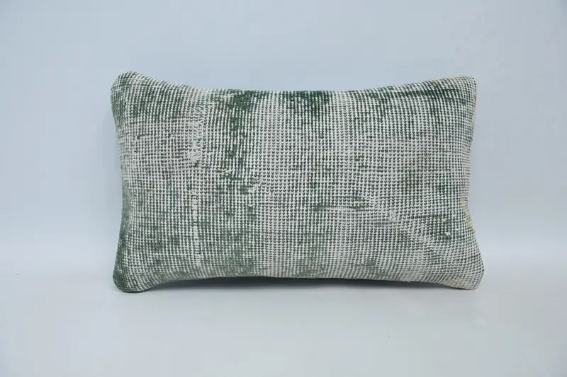 12x20 Green Cushion, Kilim Pillow, Floor Cushion Cover, Chair Pillow Case, Gift Pillow, Pillow for Sofa, Chair Pillow, Pillow Sham - 1