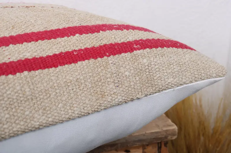 Turkish Pillow, Vintage Pillow, Patio Cushion, Vintage Kilim Pillow, Pillow Case, 16x24 Beige Pillow Case, Boho Throw Pillow Cover - 6