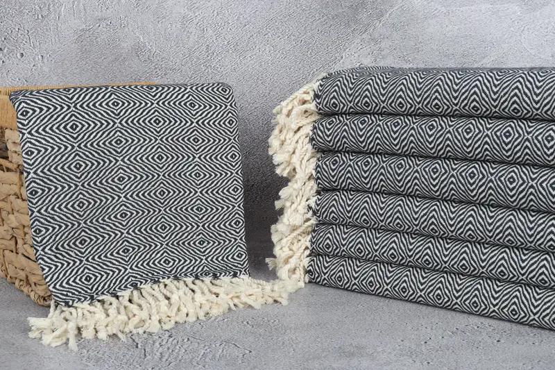 Plaj düğün lehine, nedime hediye havlu, en iyi arkadaş için hediye, spa hediye havlu, en iyi plaj havlu, 70x40 pamuk zikzag elmas havlu, plaj havlu - 3