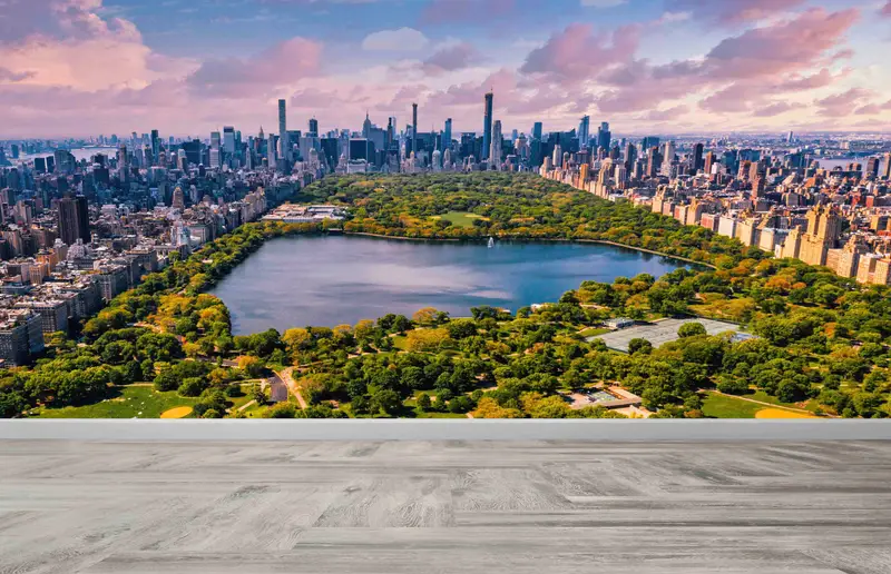 Manhattan Skyline Baskılı Duvar Kağıdı: NYC Şehir Manzarası Elegance