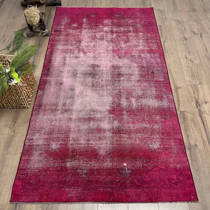 Pembe İkat Halı, Mor Desenli 3,9x7,4 ft
