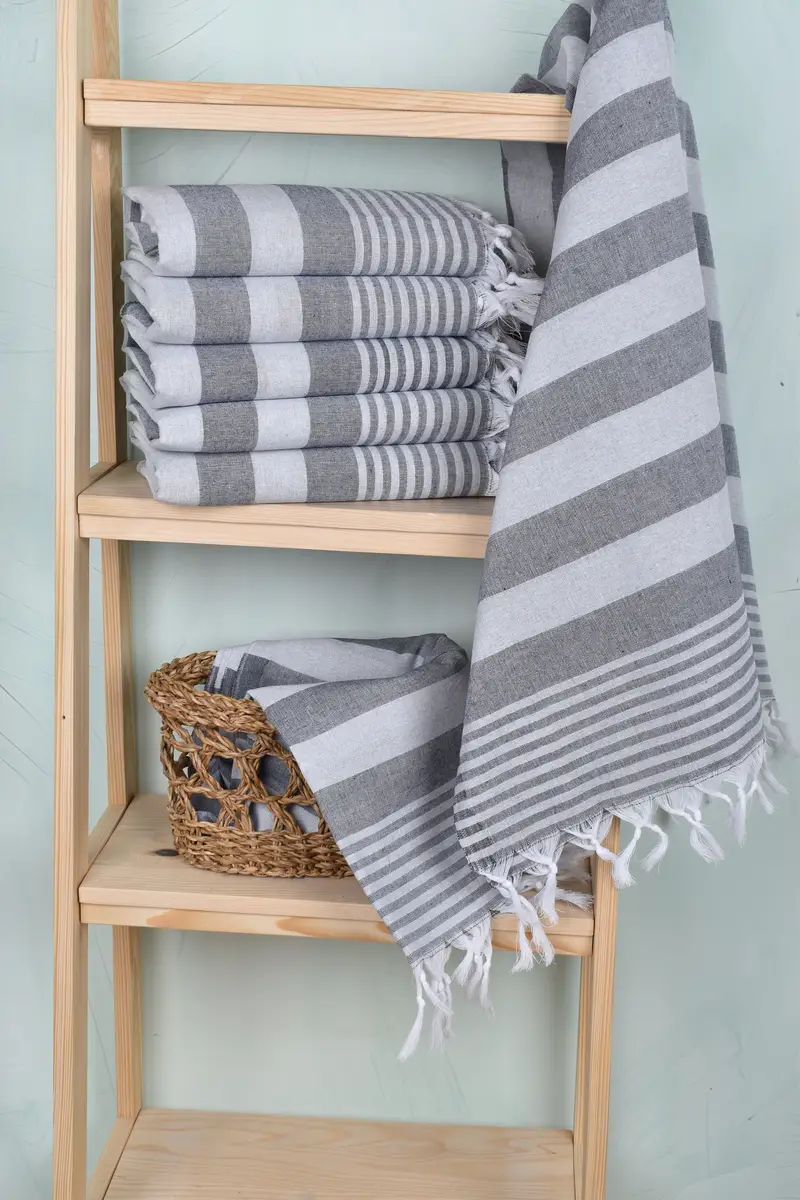 Turkish beach towel with fringe, Turkish Towel Beach, Personalized Turkish Towel, Bridesmaid Favors, Peshtemal Towel, 68x36 Cotton Striped Towel - 3