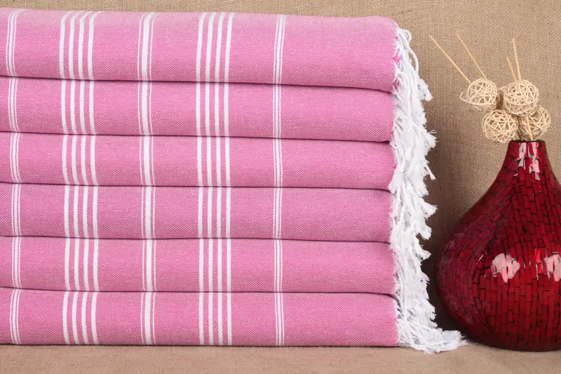 Beach Towel Striped Turkish Cotton, Beige, 40x71 Inches